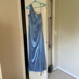 Light Blue One Shoulder Formal Dress